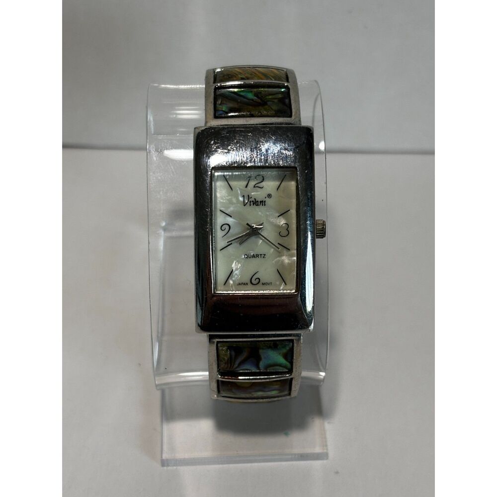 Vivani MOP and abalone silver bangle bracelet women's watch, working